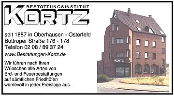 Hermann  Kortz
Bestattungsinstitut
Inh. Christoph Kortz in Oberhausen