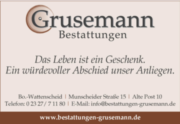 Roman Grusemann
Bestattungen in Bochum